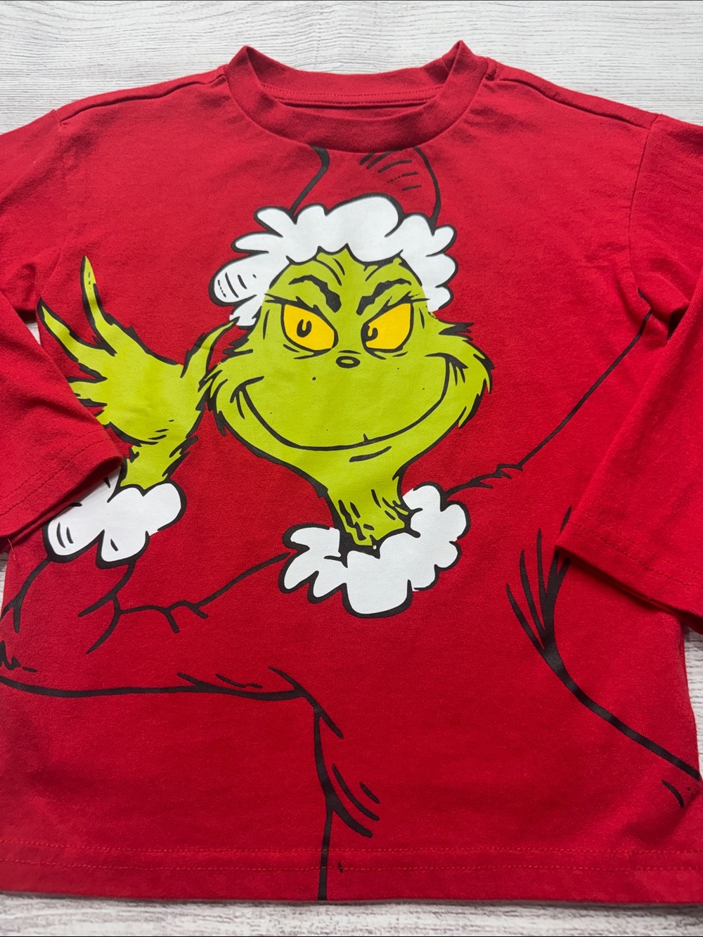 The Grinch Dr Seuss Toddler Boys Red Grinch Long Sleeve Tee